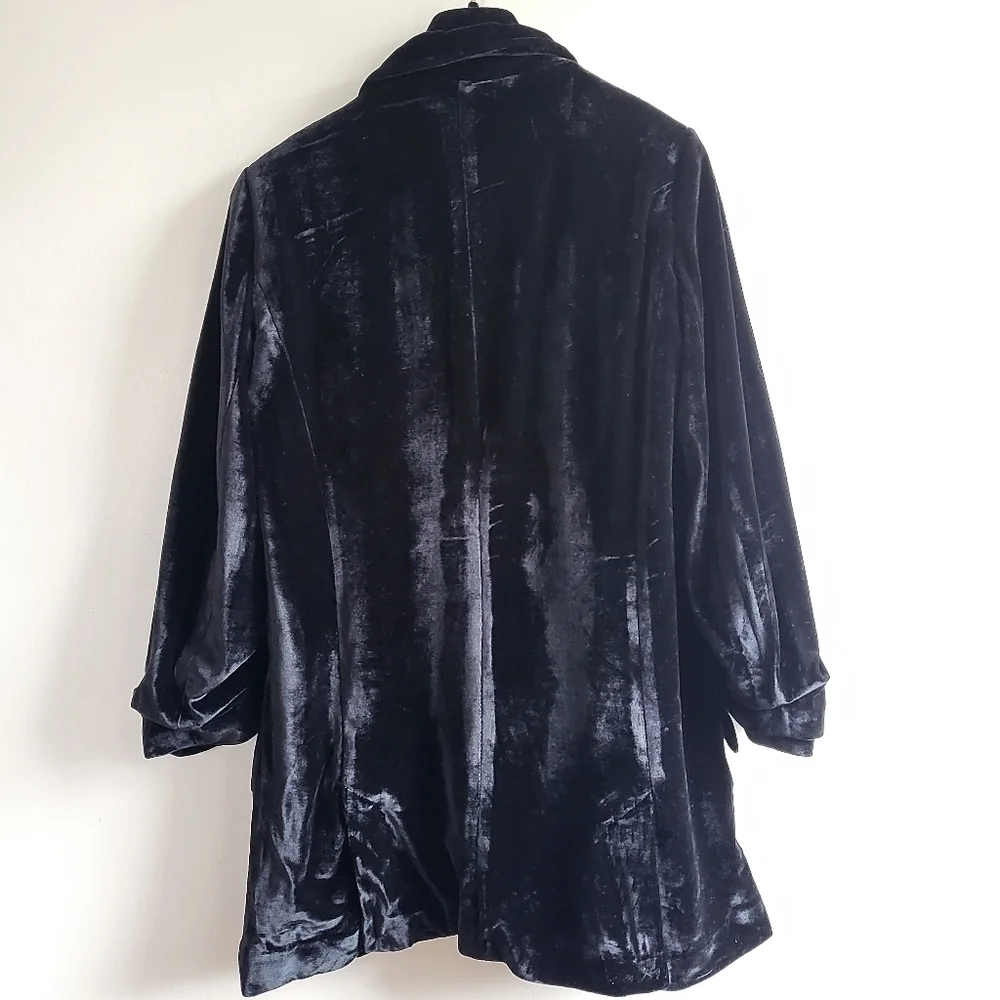 New Rachel Zoe Velvet Single Button Long Black Blazer NWT Size X-Small